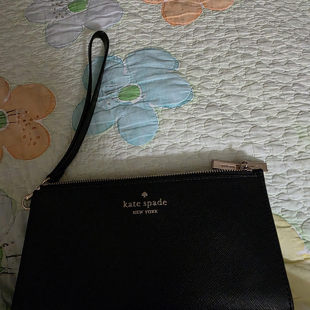 Kate Spade Black Leather Wristlet Clutch